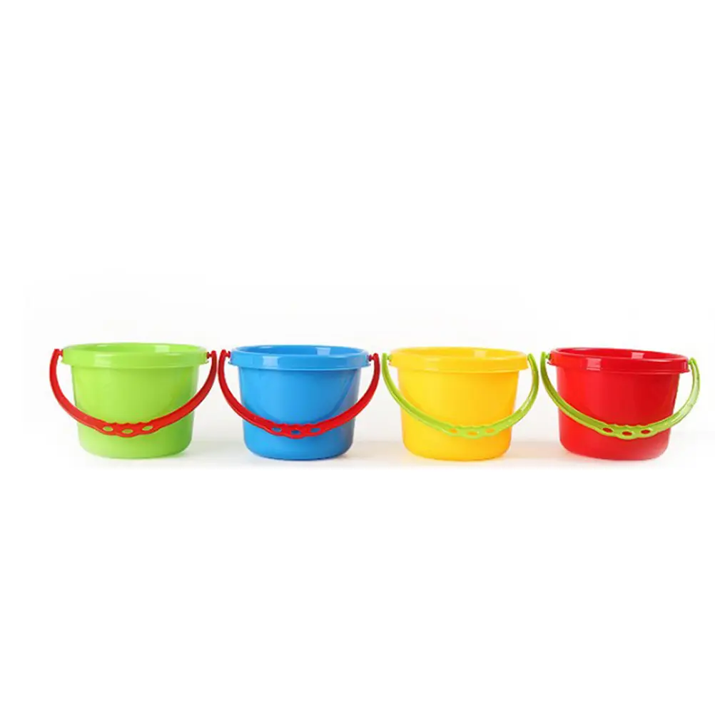 4Pcs Safe Plastic Beach Buckets Toys Sand Buckets Tools Kids Beach Toys Beach Sand Toys Plastic Beach Pails Childern Beach Toys