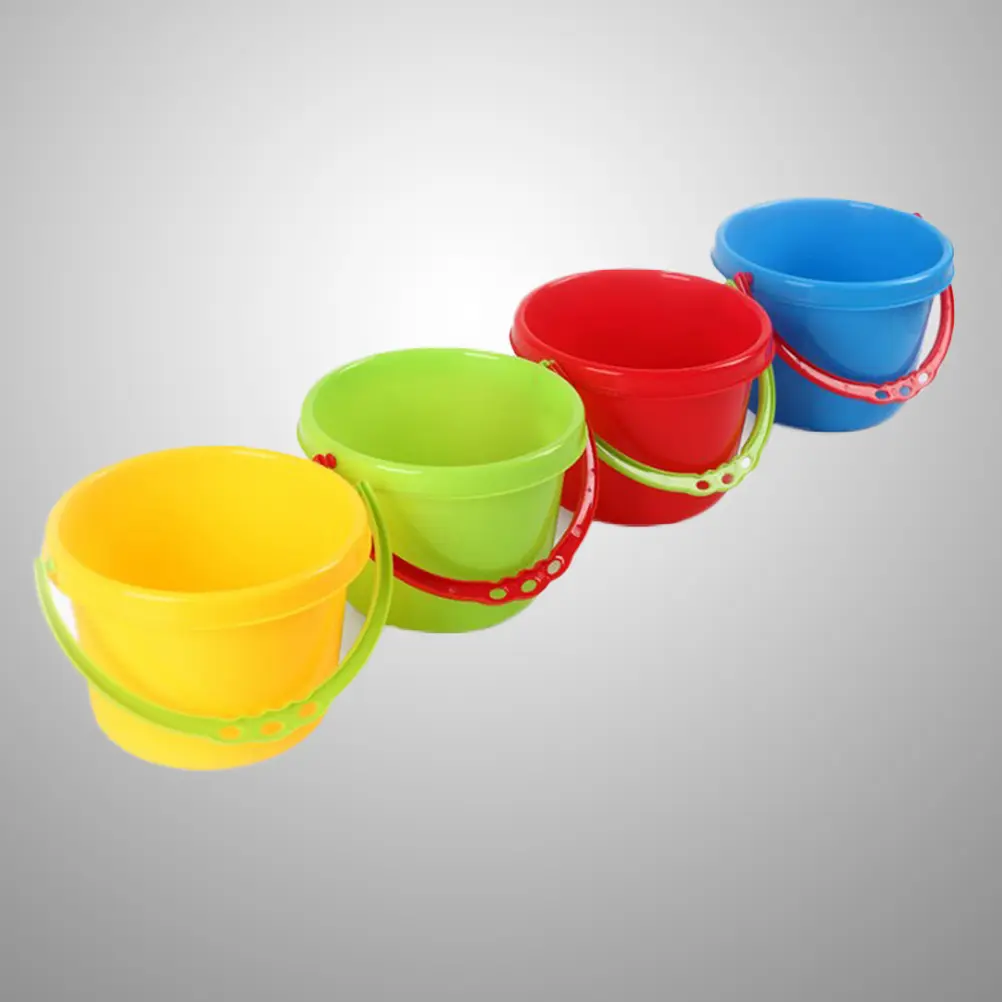 4Pcs Safe Plastic Beach Buckets Toys Sand Buckets Tools Kids Beach Toys Beach Sand Toys Plastic Beach Pails Childern Beach Toys