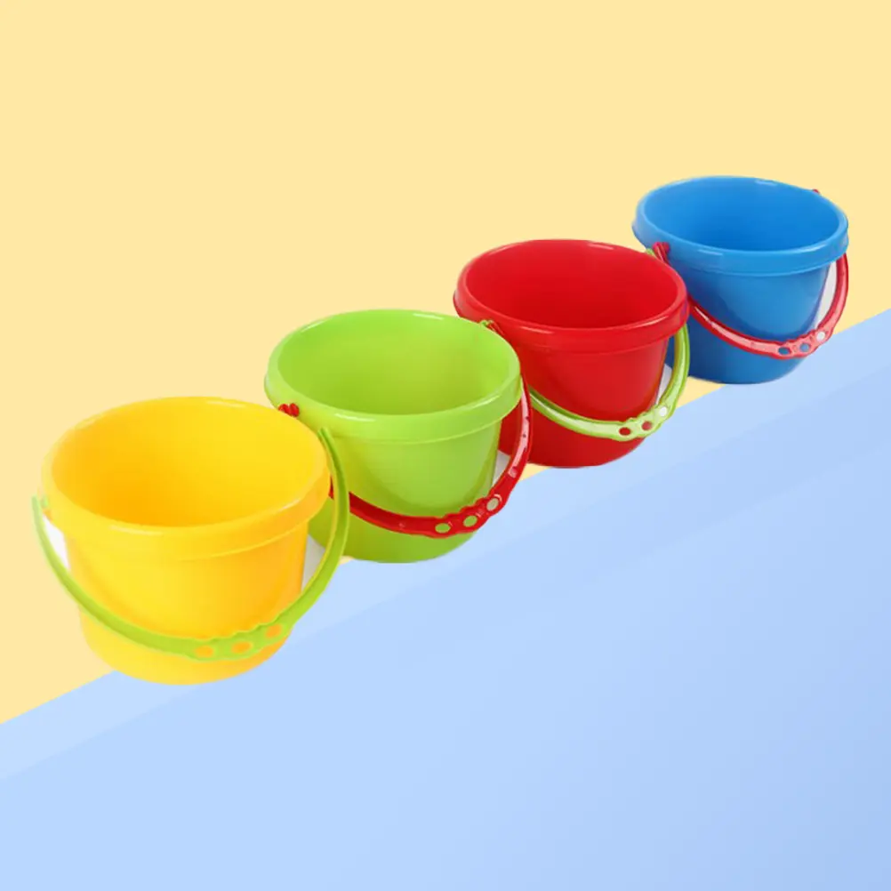 4Pcs Safe Plastic Beach Buckets Toys Sand Buckets Tools Kids Beach Toys Beach Sand Toys Plastic Beach Pails Childern Beach Toys