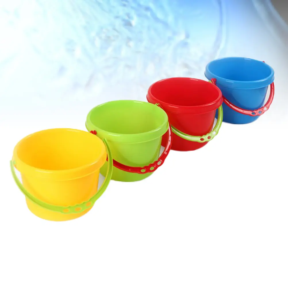 4Pcs Safe Plastic Beach Buckets Toys Sand Buckets Tools Kids Beach Toys Beach Sand Toys Plastic Beach Pails Childern Beach Toys