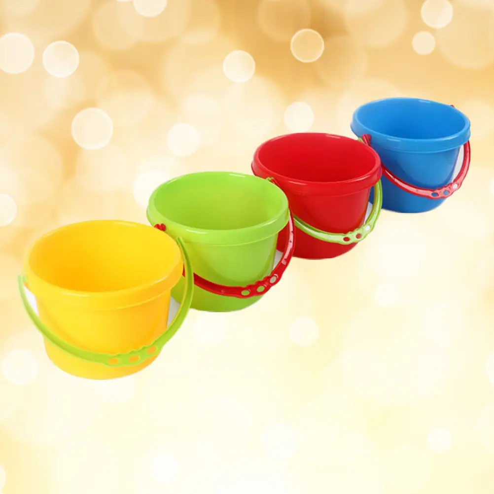 4Pcs Safe Plastic Beach Buckets Toys Sand Buckets Tools Kids Beach Toys Beach Sand Toys Plastic Beach Pails Childern Beach Toys