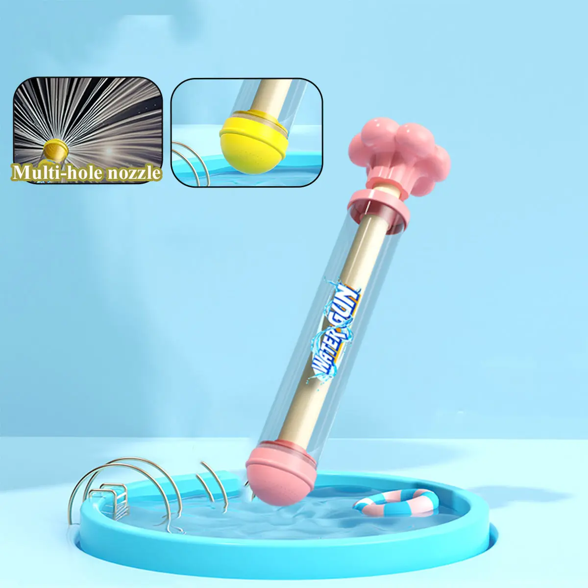 1/2PCS Fireworks Spray Toy Pull-Back Water Gun Outdoor Splash Games for Pool Lawn Activities Kid Summer Interactive Beach Gift