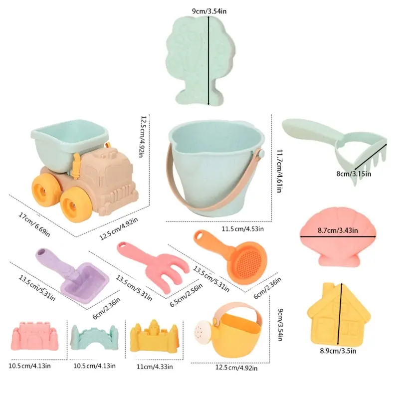 Beach Toy Outdoor Sand Play Castle Toy with Mold Shovel Truck Sandcastles Toy Bathtub Water Play Toy Kids Educational Toy