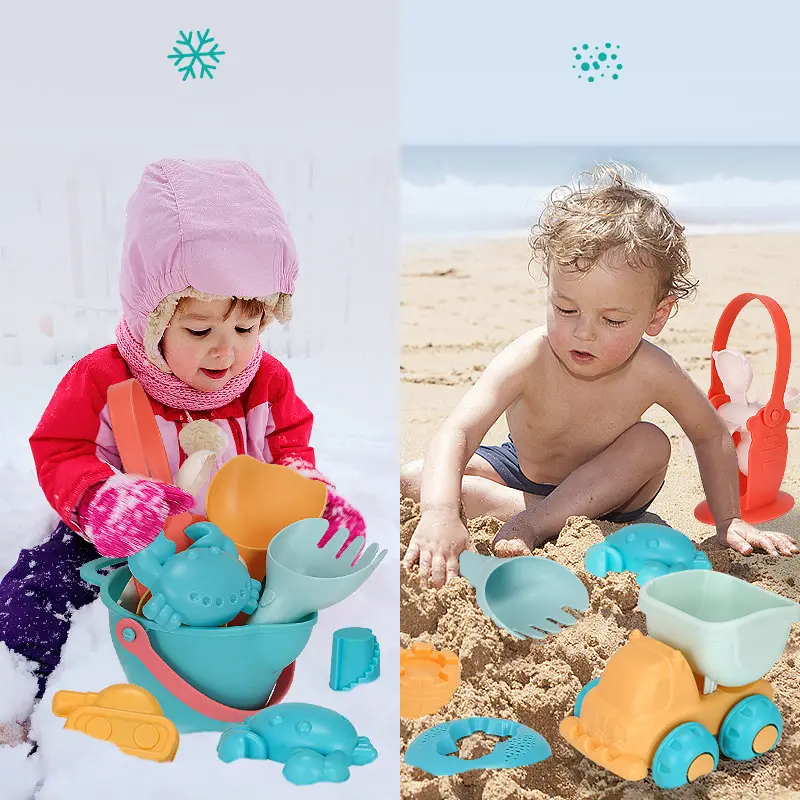 Kids Beach Toy Sandbox Set Outdoor Sand Soft Silicone Sand Digging Tools Beach Game Summer Water Bathroom Toys Gift For Children