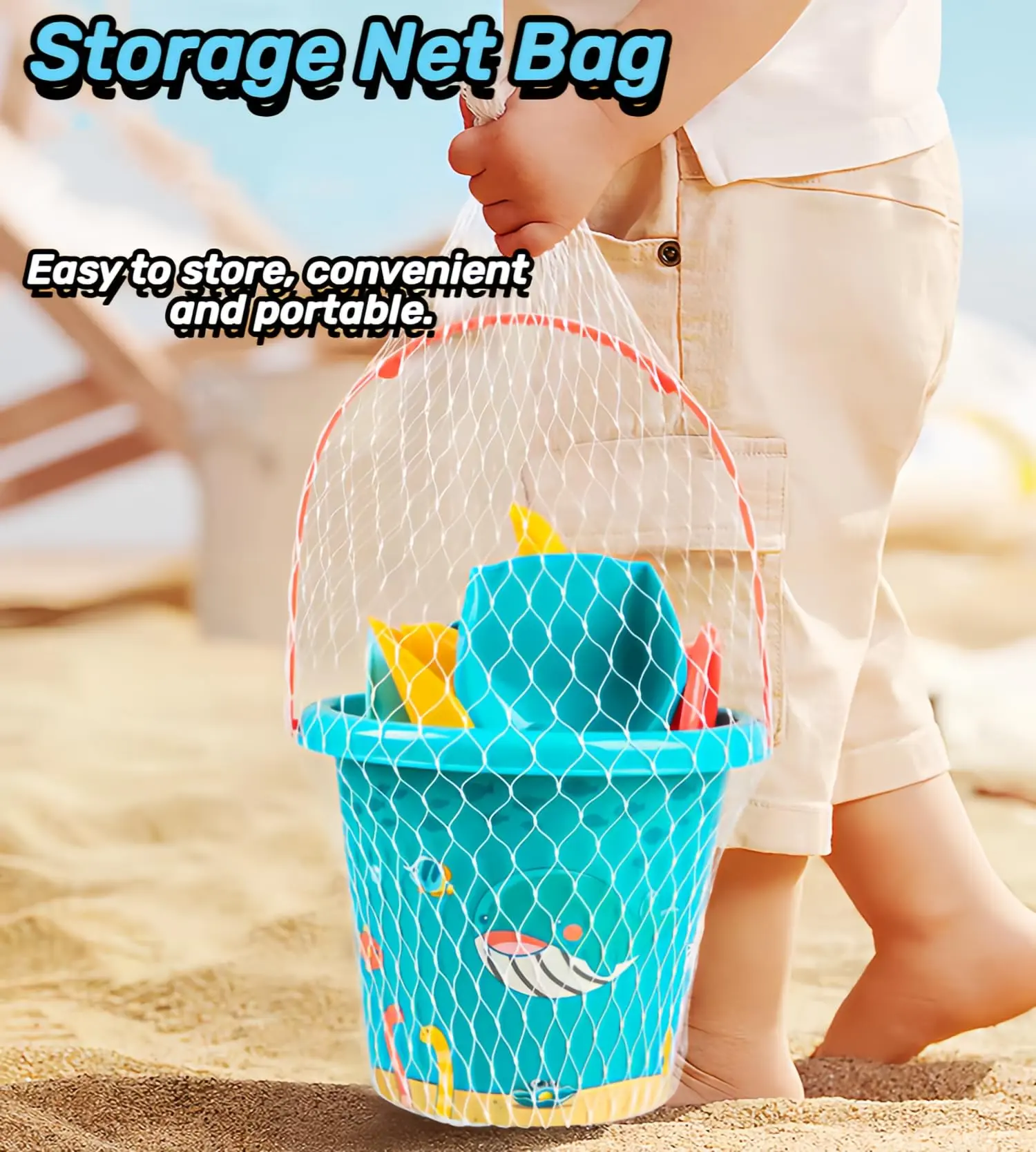 Beach Toys For Kids Sand Toys Buckets With Sifter Watering Can,Hand Tools Sand Molds Mesh Beach Toy Bag Kids Summer Fun Beach