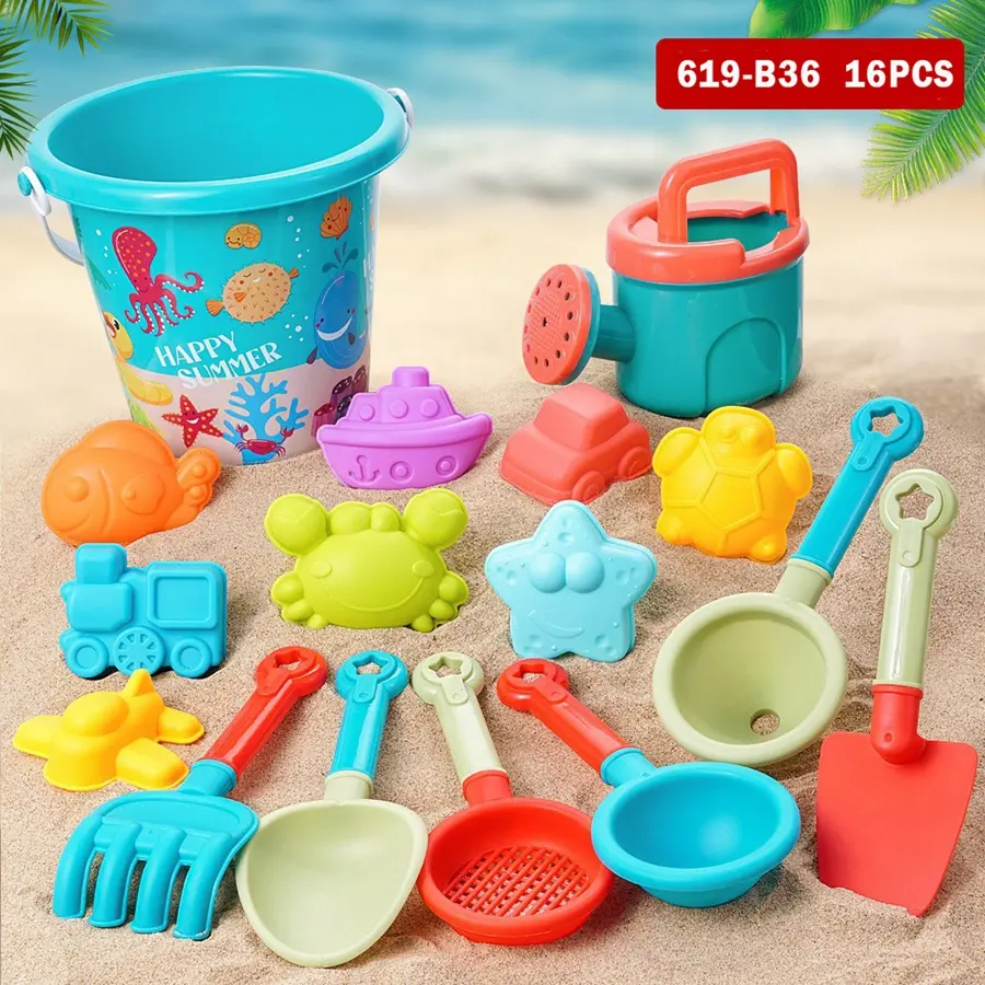 Beach Toys For Kids Sand Toys Buckets With Sifter Watering Can,Hand Tools Sand Molds Mesh Beach Toy Bag Kids Summer Fun Beach