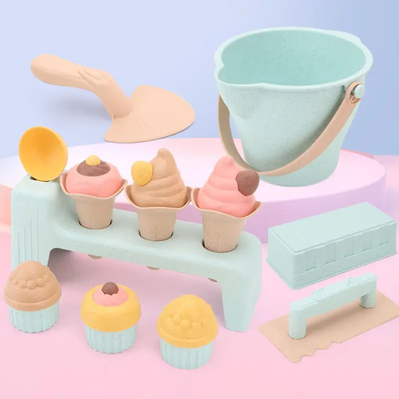 Kid Ice Cream Beach Set Toy Sand Shovel Sandcastle Sandbox Molds Building Kit Summer Fun Outdoor Play Water Sand Travel Toy Gift