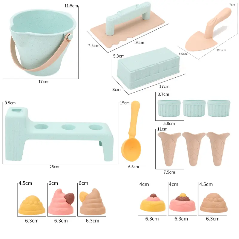 Kid Ice Cream Beach Set Toy Sand Shovel Sandcastle Sandbox Molds Building Kit Summer Fun Outdoor Play Water Sand Travel Toy Gift