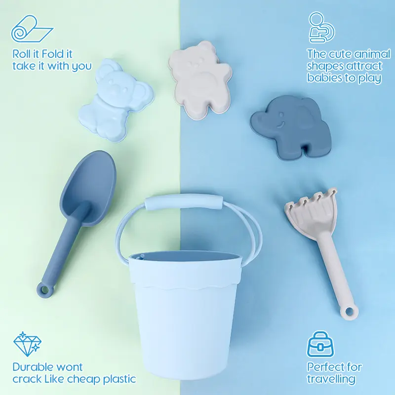Summer Beach Toys for Kids Soft Silicone Sandbox Set Beach Game Toy for Send Children Beach Play Sand Water Play Tools Sand