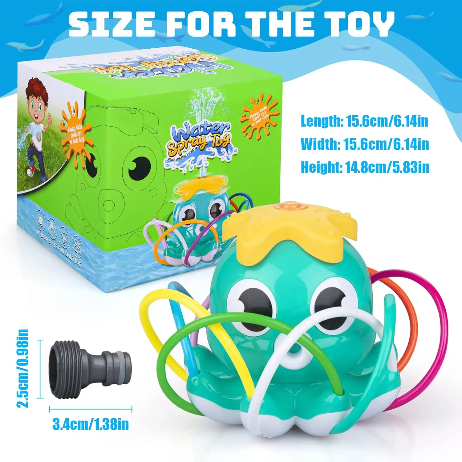Octopus Water Spray Sprinkler for Kids  Outdoor Sprinklers Summer Octopuses Toys with 8 Wiggle Tubes and 2 Hose Clamps