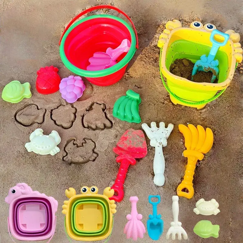 Summer Beach Set Toys For Kids Digging Sand Plastic Bucket Watering Bottle Shovels Children Beach Water Game Toys Tools