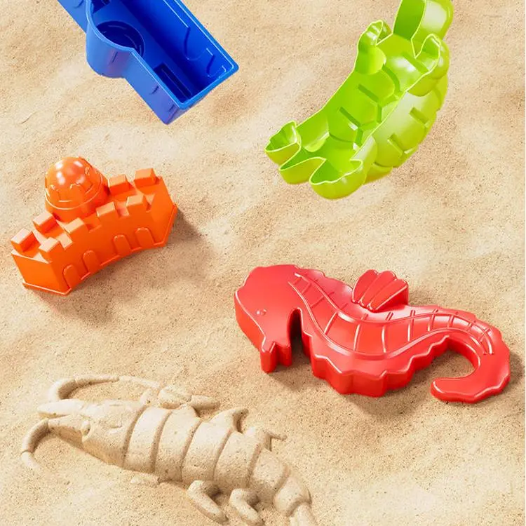 Non-Toxic Sand Play Kit for Toddlers Kids Beach Toys Set with Large Shovel Hourglass Big Bucket Tools Outdoor Sandbox Accessory