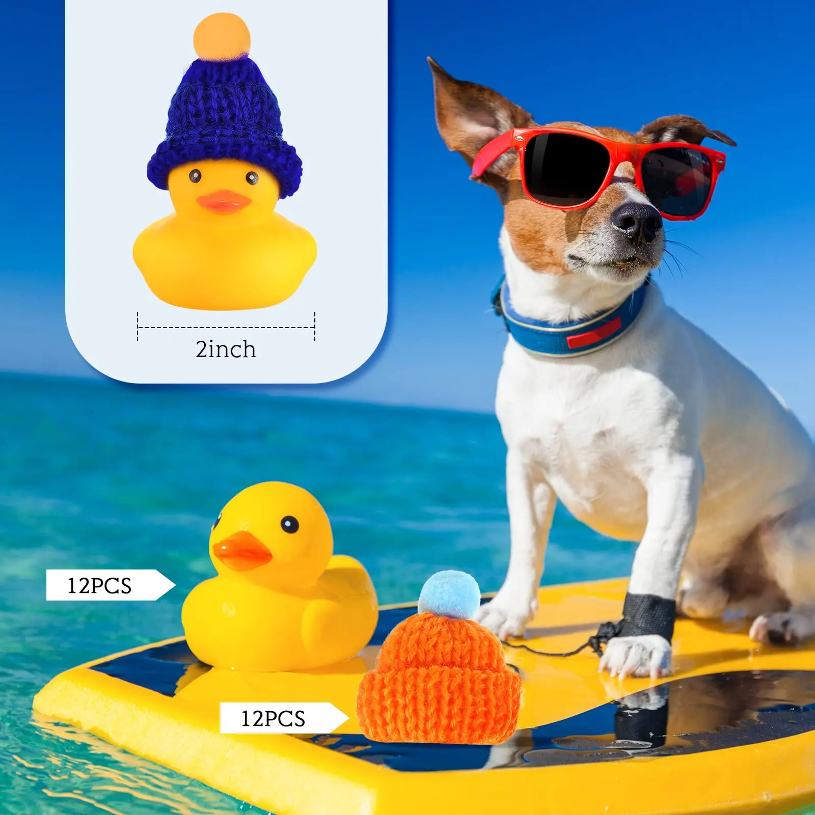 12 Pcs Rubber Ducks with 12 Sunglasses/ Hats/ Headwear/ Scarf Small Cruise Ducks in Bulk Mini Rubber Duckies Toys Gift