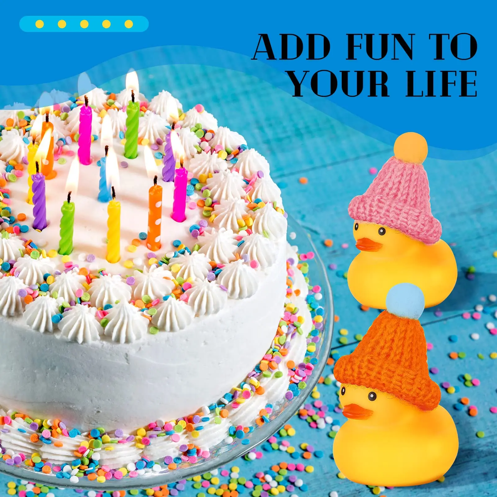 12 Pcs Rubber Ducks with 12 Sunglasses/ Hats/ Headwear/ Scarf Small Cruise Ducks in Bulk Mini Rubber Duckies Toys Gift