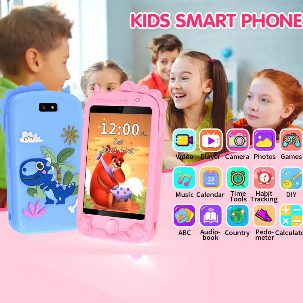 2G Call Kids Smart Phone Mini Toy Phone Audiobooks Dual Camera Education Tool for Children Boys Girls Music Player Puzzle Games