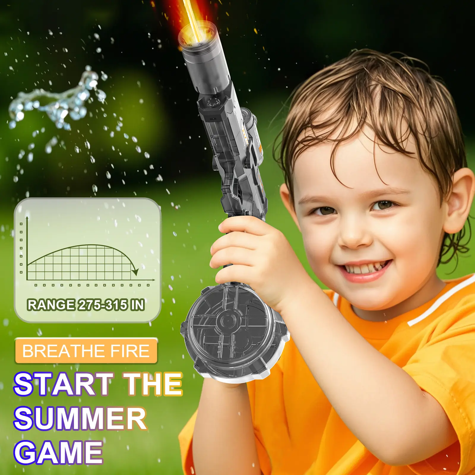 New Electric Water Gun With light Sprays Flame Effect Continuously High-pressure High-speed Powerful Outdoor Water Gun Toys