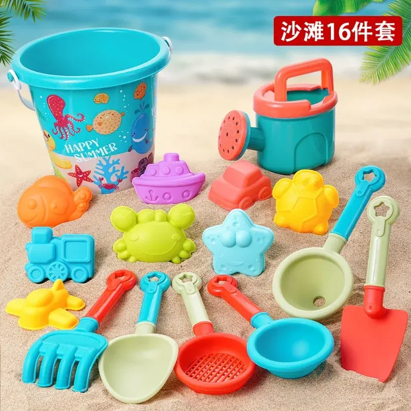 Summer Beach Set Toys For Kids Digging Sand Plastic Bucket Watering Bottle Shovels Children Beach Water Game Toys Tools