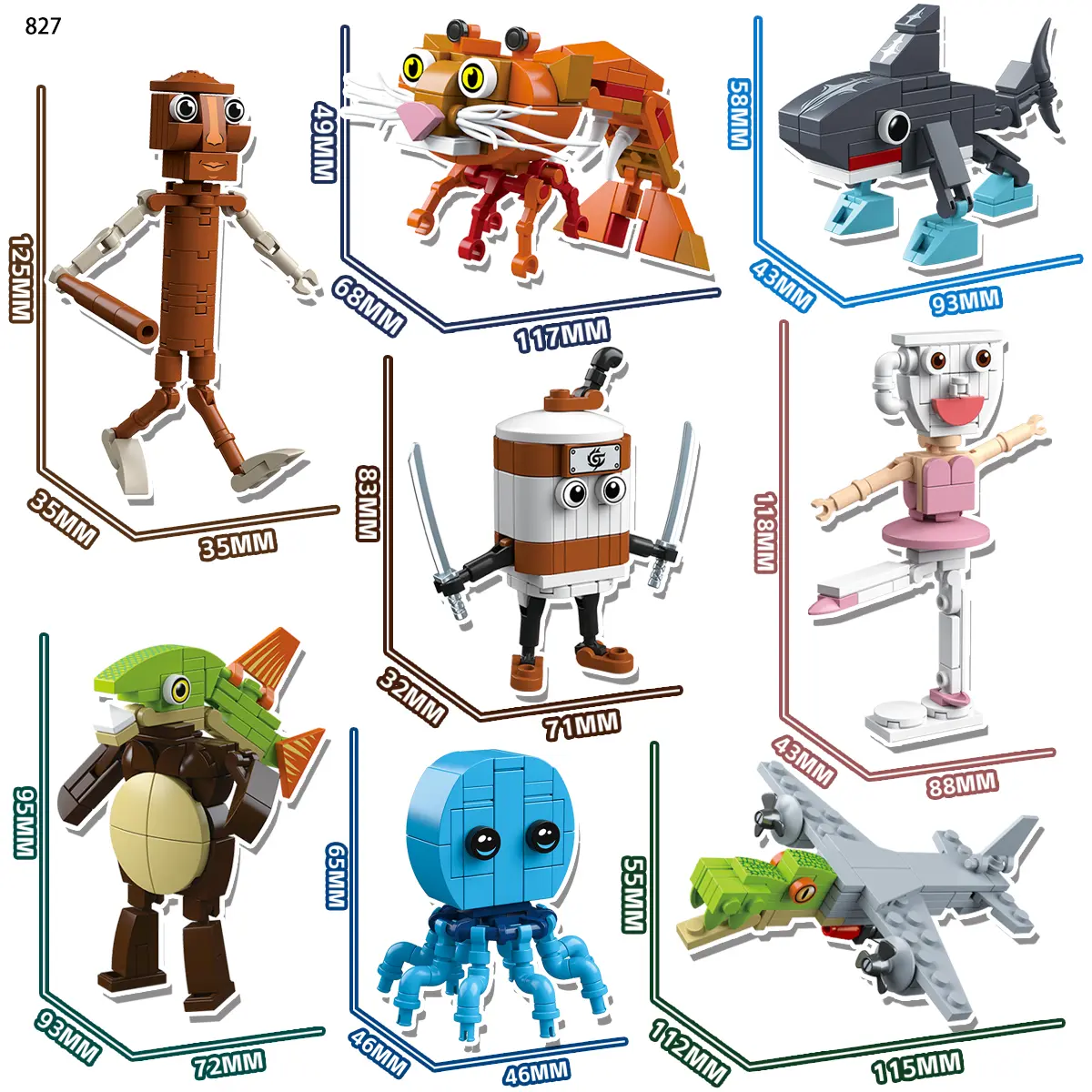 Tung Tung Sahur Brainrot Animals Building Blocks Tralalelo Tralala SharkBricks Toy Gift for Children Kids  kids toys