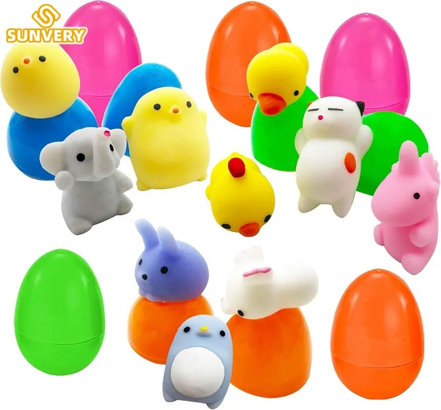 Mochi Squishy Toy Mystery Prefilled Easter Eggs Stress Relief Squishies Toy for Easter Eggs Fillers School Classroom Prizes 2025