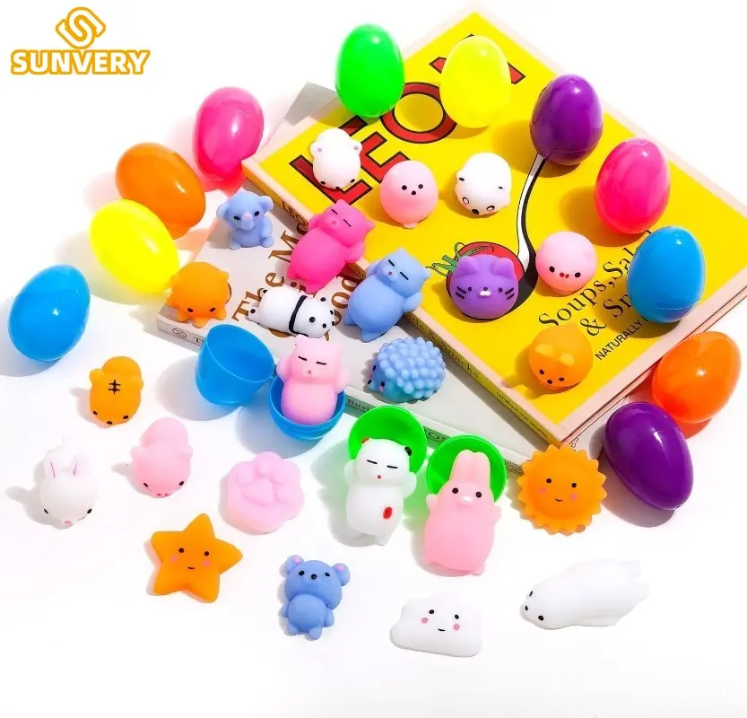 Mochi Squishy Toy Mystery Prefilled Easter Eggs Stress Relief Squishies Toy for Easter Eggs Fillers School Classroom Prizes 2025