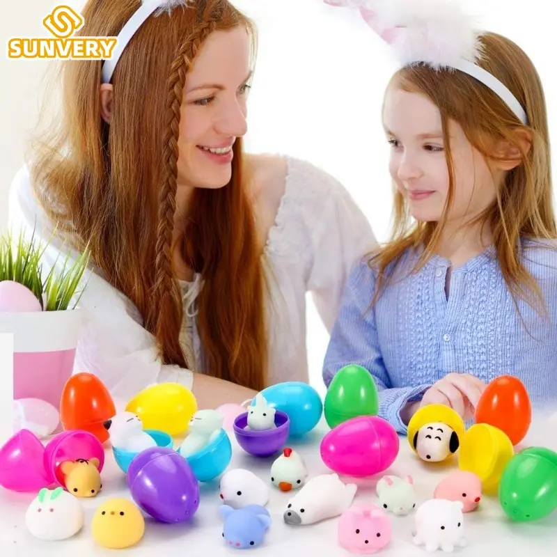 Mochi Squishy Toy Mystery Prefilled Easter Eggs Stress Relief Squishies Toy for Easter Eggs Fillers School Classroom Prizes 2025