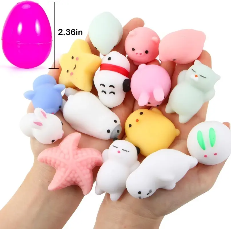 Mochi Squishy Toy Mystery Prefilled Easter Eggs Stress Relief Squishies Toy for Easter Eggs Fillers School Classroom Prizes 2025