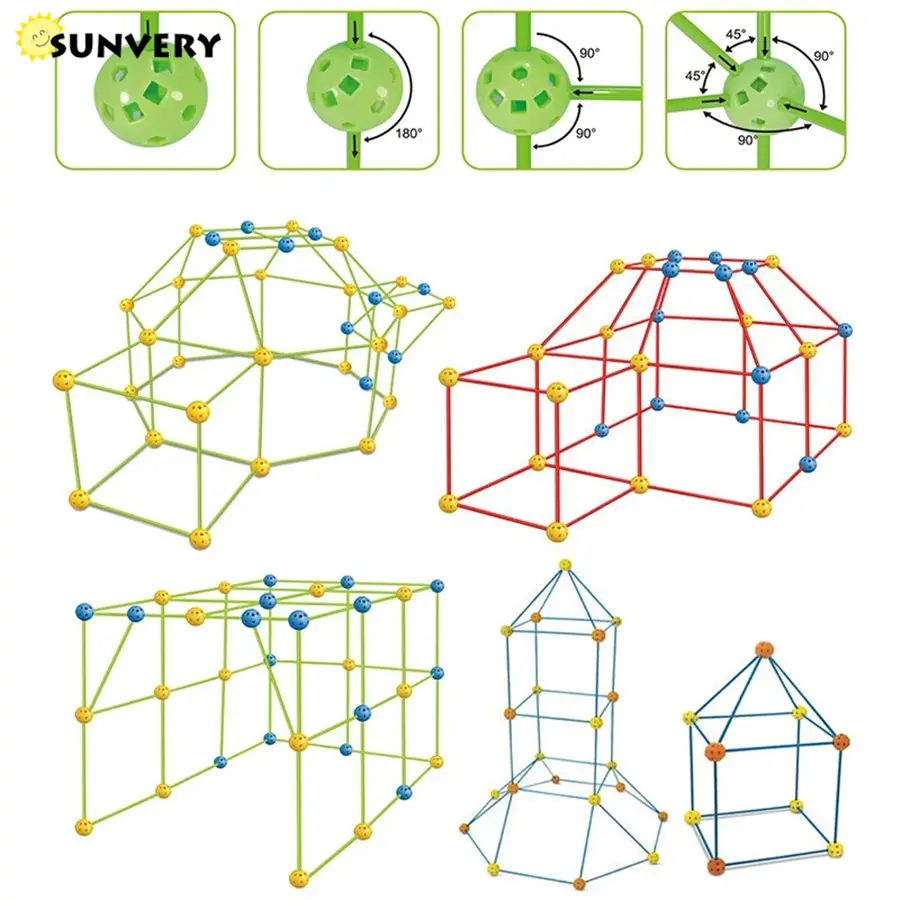 Kids forts building kit Construction Fortress Child Game Tents Fort Build Kid DIY 3D Assemble Tent Toy Gift for Kids