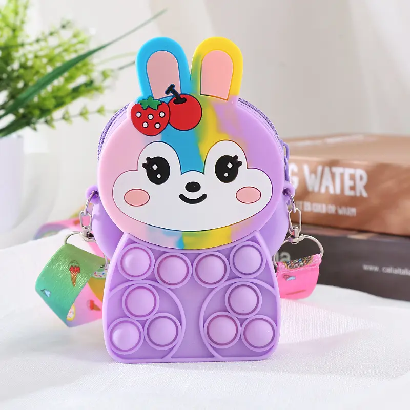Girls Crossbody Rabbit Pop Fidget Toys Bag Colorful Cat Messenger Bag Antistress Coin Purse Kids Unique Toys for Autism ADHD