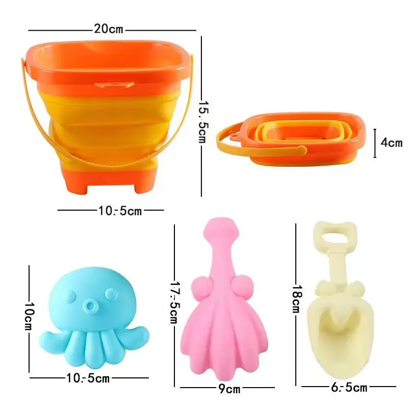 Travel Beach Toys for Kids Collapsible Beach Bucket for Kids Sand Toys with Foldable Sand Beach Shovel Toys Kit for Toddlers