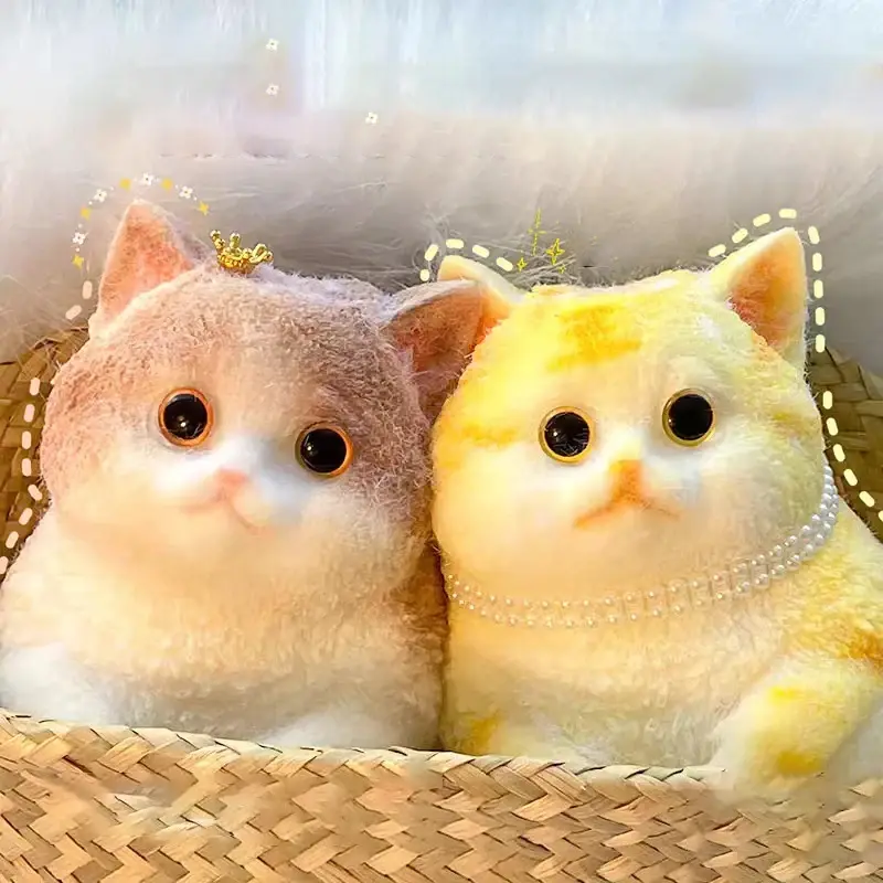 Cute Big Cat Taba Squishy Silicone Fuzzy Super Big Plush Cat Handmade Kitten Squeeze Toy Mochi Toy Hand Relax Antistress Gift