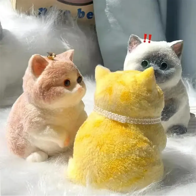 Cute Big Cat Taba Squishy Silicone Fuzzy Super Big Plush Cat Handmade Kitten Squeeze Toy Mochi Toy Hand Relax Antistress Gift