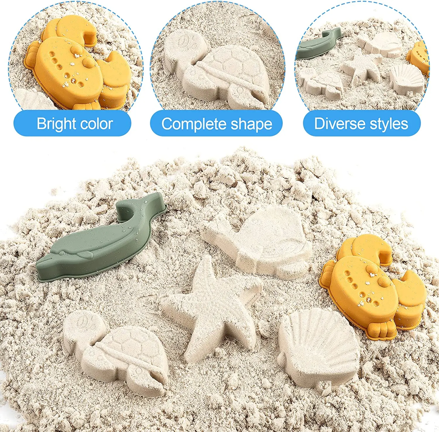Silicone Bucket Shovel Beach Bucket Set Sand Toys for Kids Summer Travel Silicone Sand Molds Beach Bag Snow Toys for Toddlers