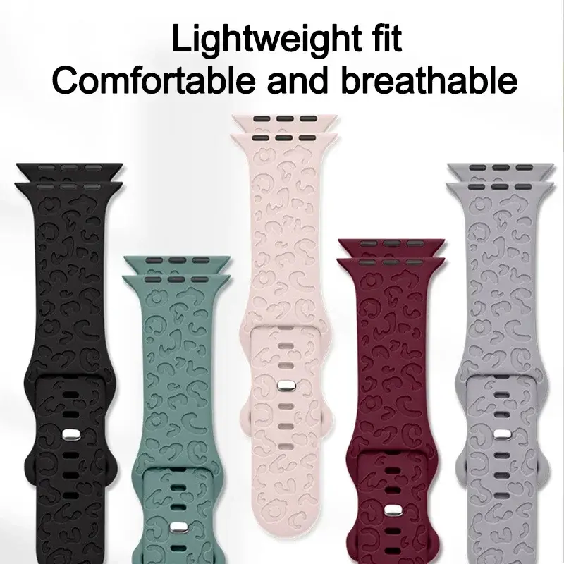 Engraved Silicone strap For Apple Watch Band 42mm 44mm 45mm 41mm 49mm 40mm bracelet correa iwatch Series 8 9 SE 7 6 5 4 3 Ultra