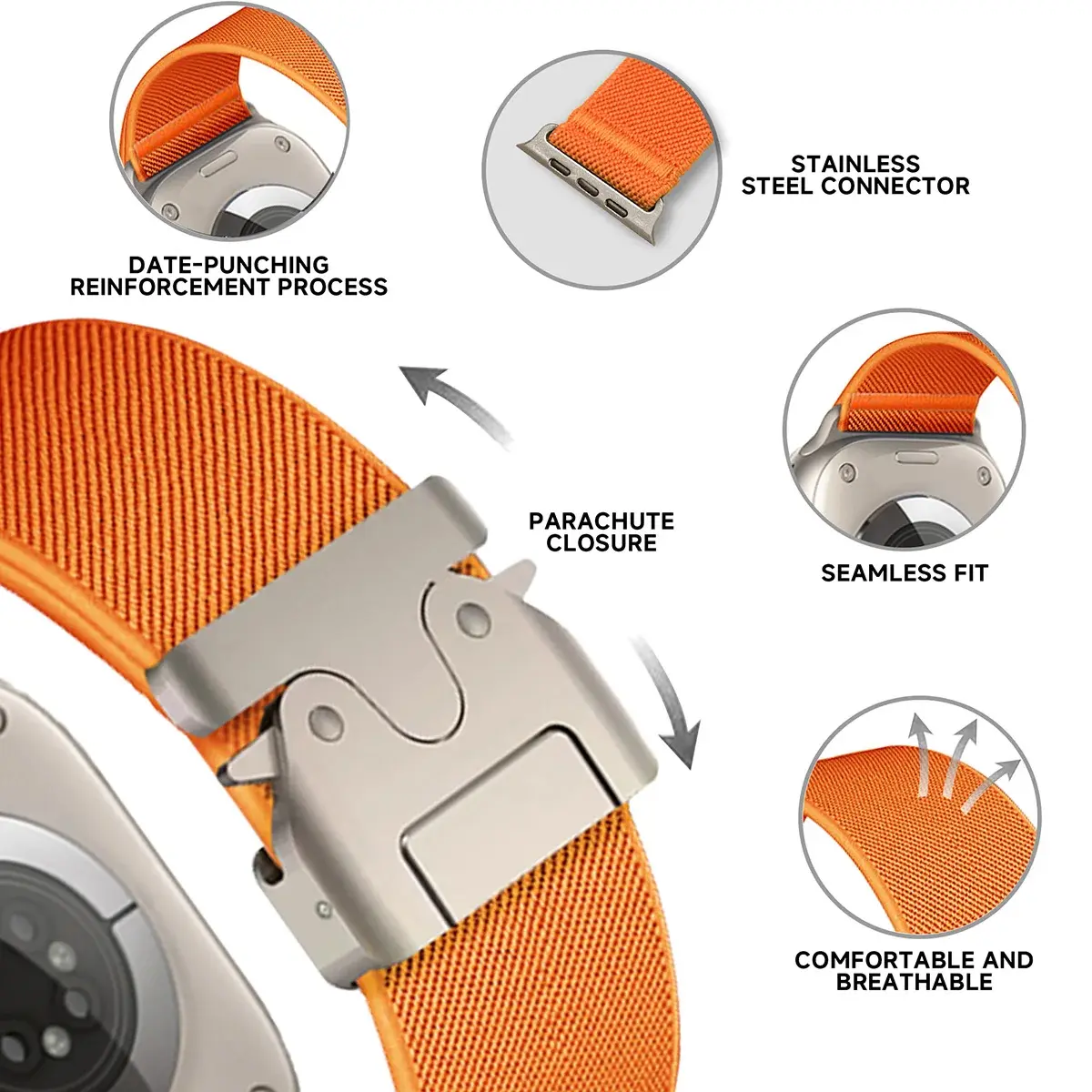 Nylon Strap for Apple Watch Ultra 2 Band 49mm 10 9 8 7 45mm 41mm 44mm 46mm 42mm Braided Elastic Bracelet for IWatch Series 6 SE