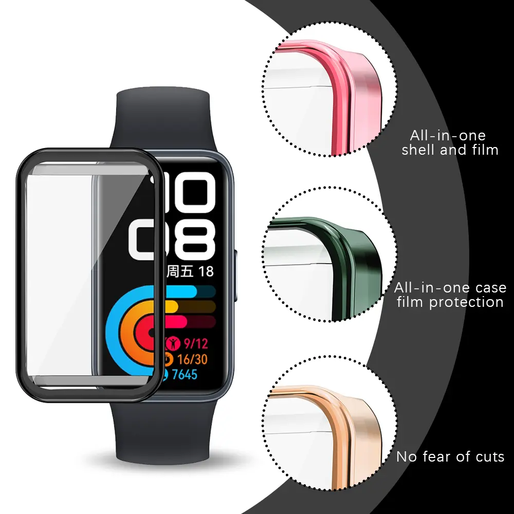 Soft TPU Case For Huawei Band 9 / 8 Shell Frame Bumper Screen Protector Glass Band9 Full Clear Protective Cover