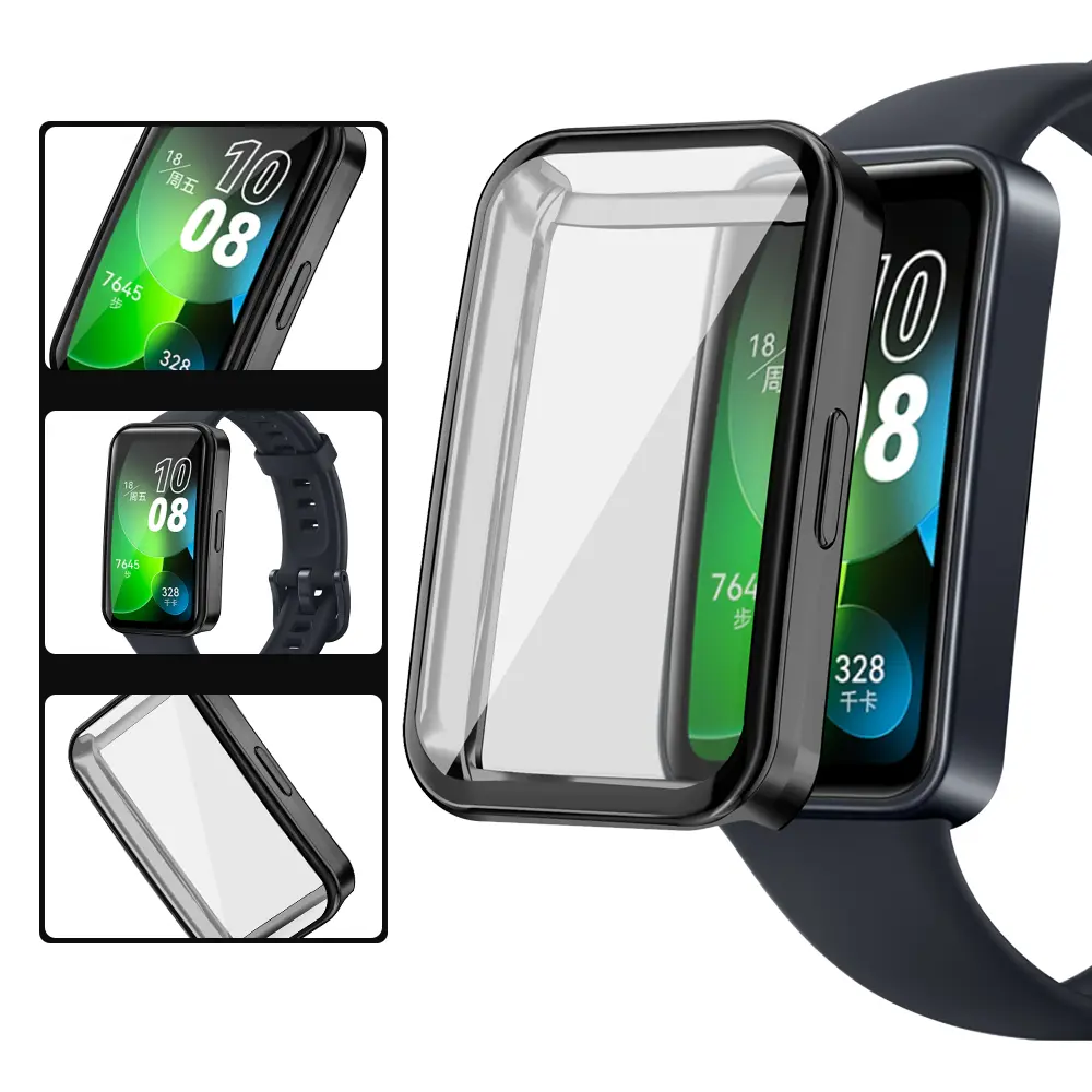 Soft TPU Case For Huawei Band 9 / 8 Shell Frame Bumper Screen Protector Glass Band9 Full Clear Protective Cover