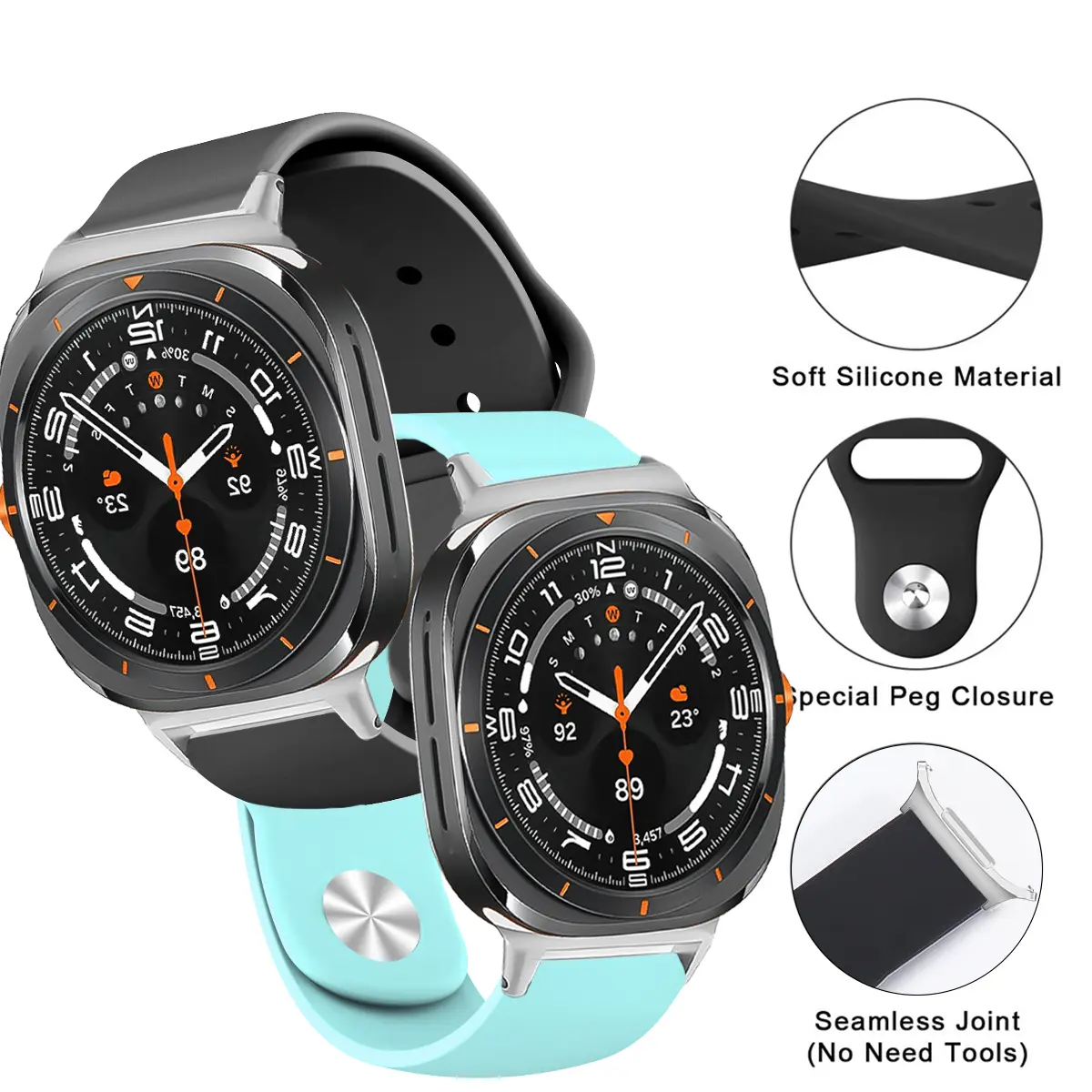 Silicone Sports Band for Samsung Galaxy Watch 8 Ultra 2 7 Ultra 47mm Strap Bracelet Wristband for Galaxy Watch 7 Ultra Watchband