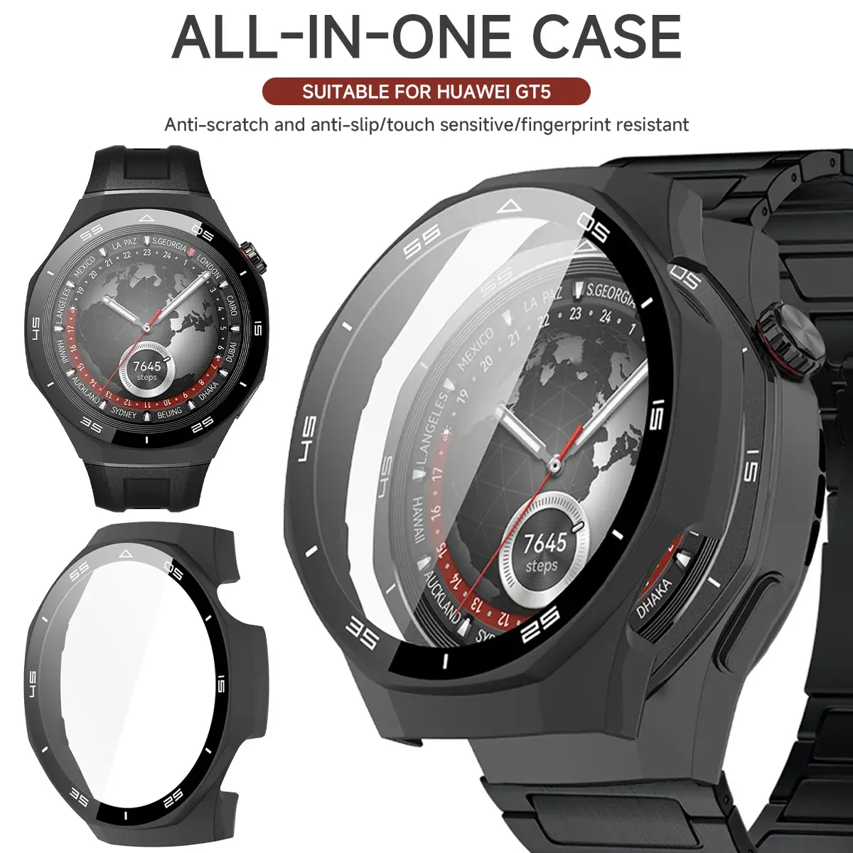 Full Protective Case For Huawei Watch GT 5 pro 46mm Screen Protector Case GT5 pro 46MM Cover pc 2in1 Shell+tempered glass Film