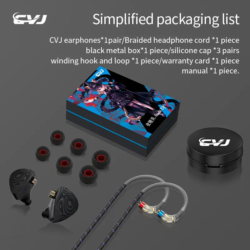 CVJ Night Elf Dual-Channel 3 Dynamic Driver In-Ear Wired HIFI Headphones High-Quality Earbuds with Microphone 3.5mm
