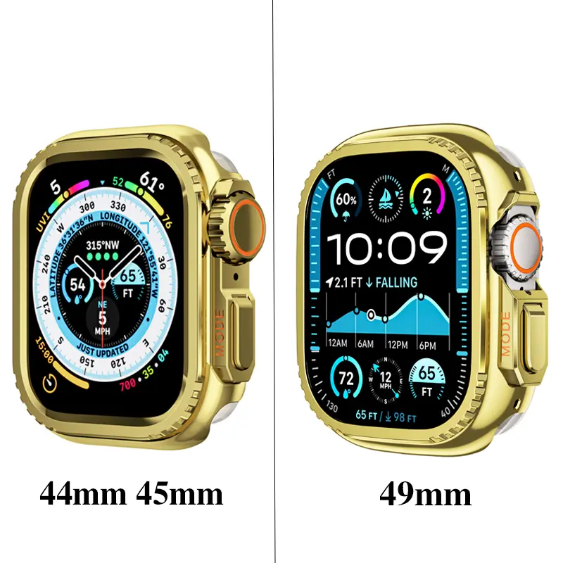 Metal Bumper Case For Apple Watch 45mm 44mm Protector Frame Cover For iWatch Series 9 8 7 6 5 4 SE Change To Ultra 2 49mm