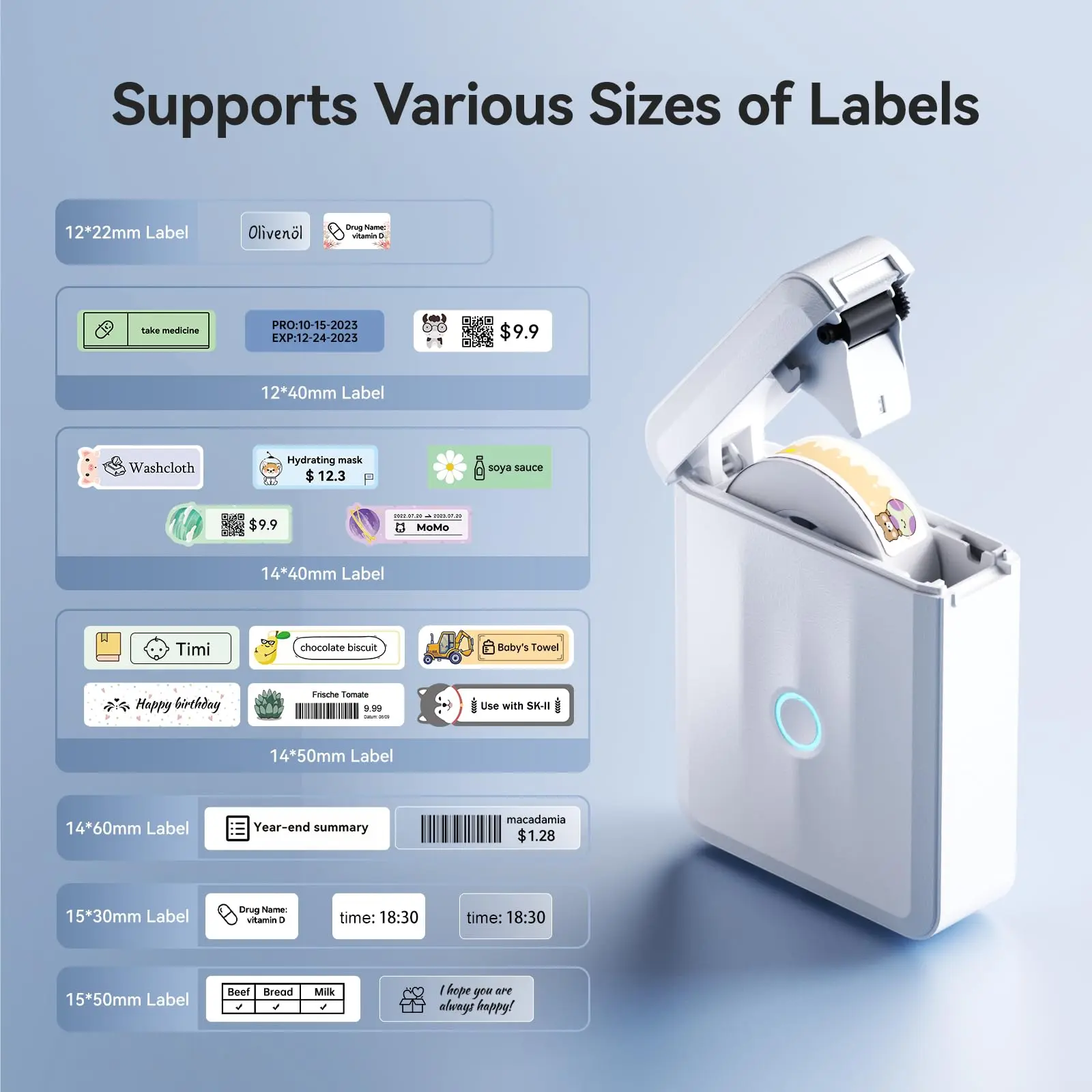 NIIMBOT D110 Mini Portable Label Printer Inkless Labeler Sticker Bluetooth Thermal Label Maker Machine With Self-adhesive Labels