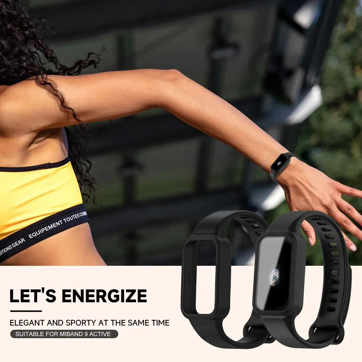 Fashion Band + Film For Xiaomi Smart Band 9 Active Smart Watch Strap Wristbands Bracelet For MiBand 9 Active Correa Accessories