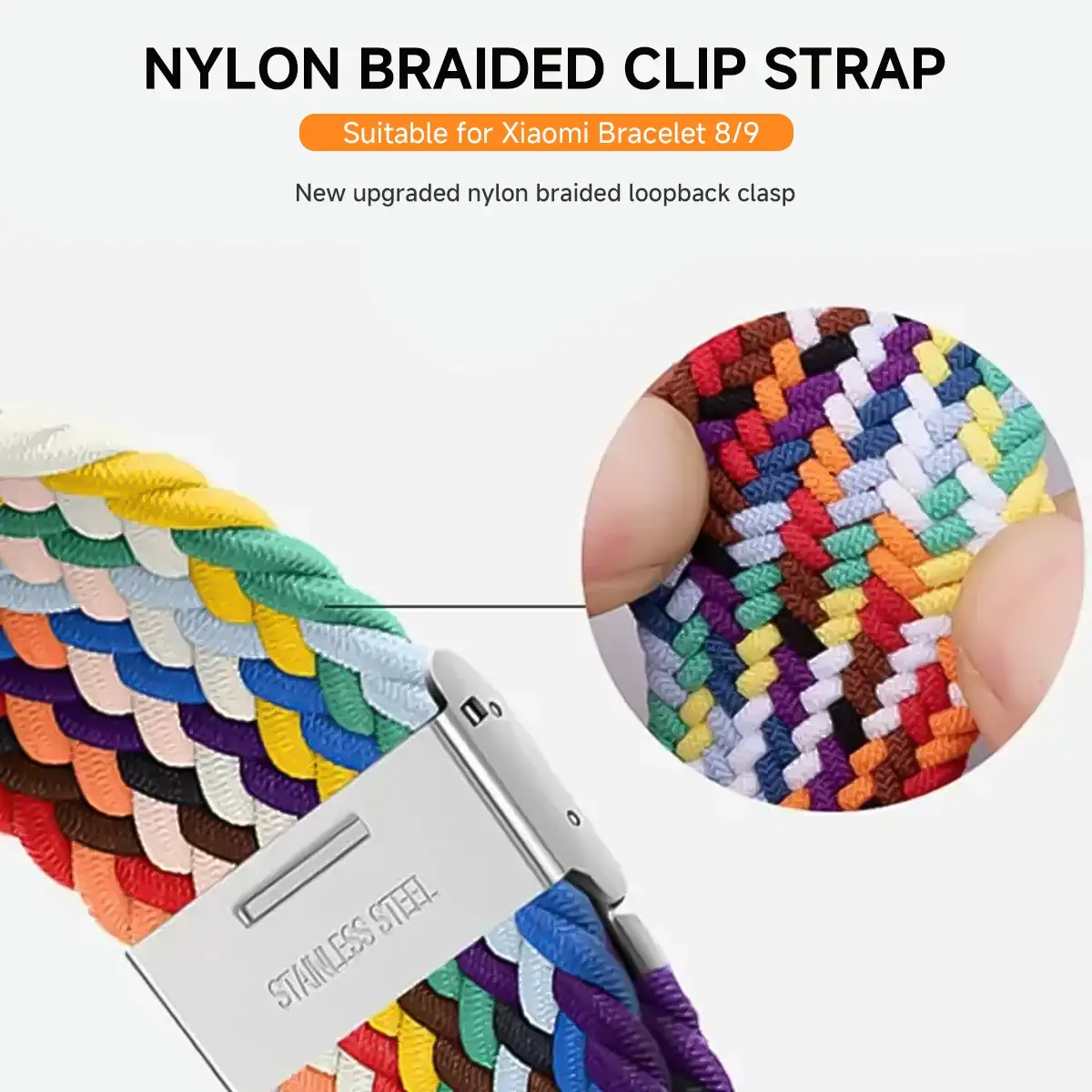 Nylon Braid Strap for Xiaomi Smart Band 8 9 Replacement Bracelect Watchband Belt Xiomi Band 9 Metal Buckle Wrist Strap Supplies
