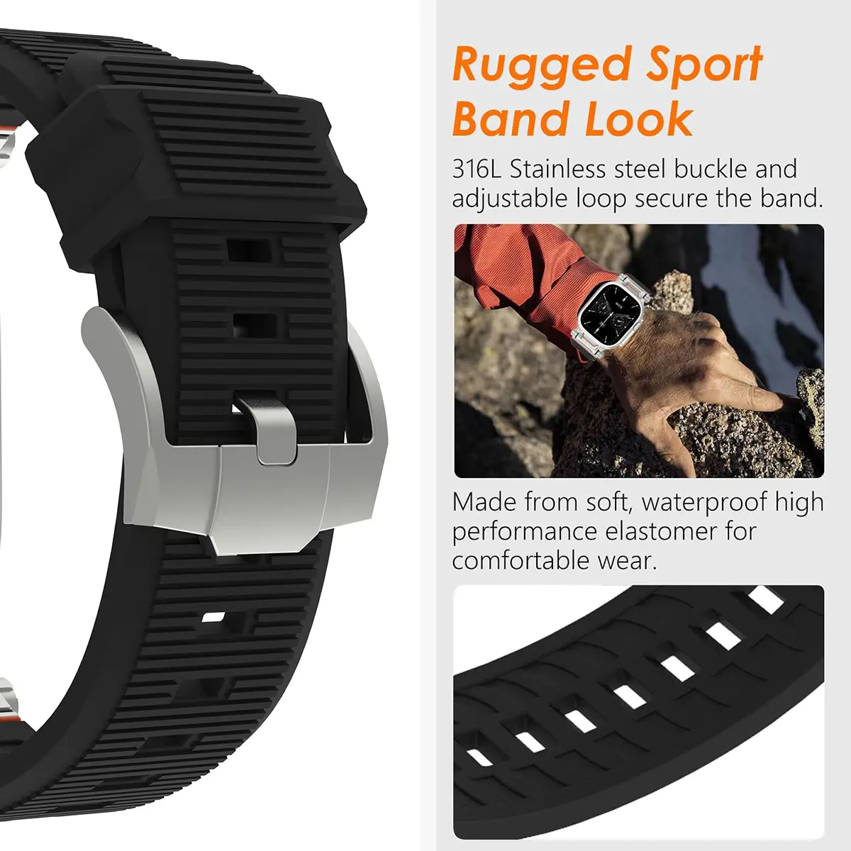 Silicone Sports Band for Apple Watch Ultra2 49mm Series 10 9 8 7 Se 6 5 Strap for IWatch Ultra 46mm 45 44mm Luxury TPU Bracelet