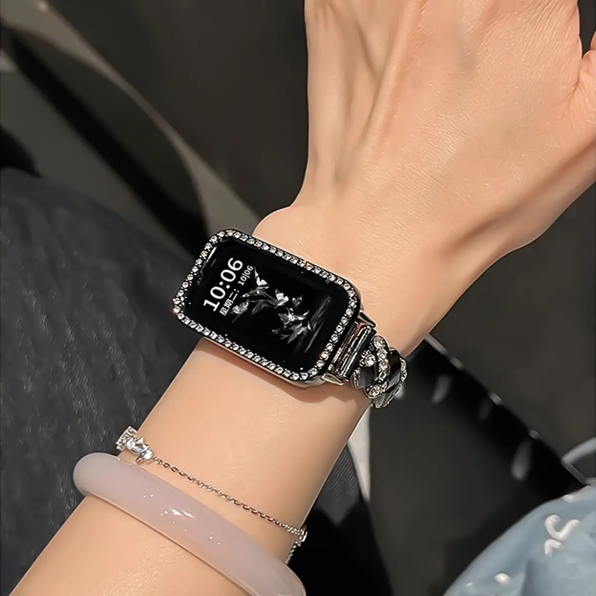 Watch Case For Honor Band 10 Hollow Cover With Plastic Diamonds Durable PC Protective Shell For Honor Band 10