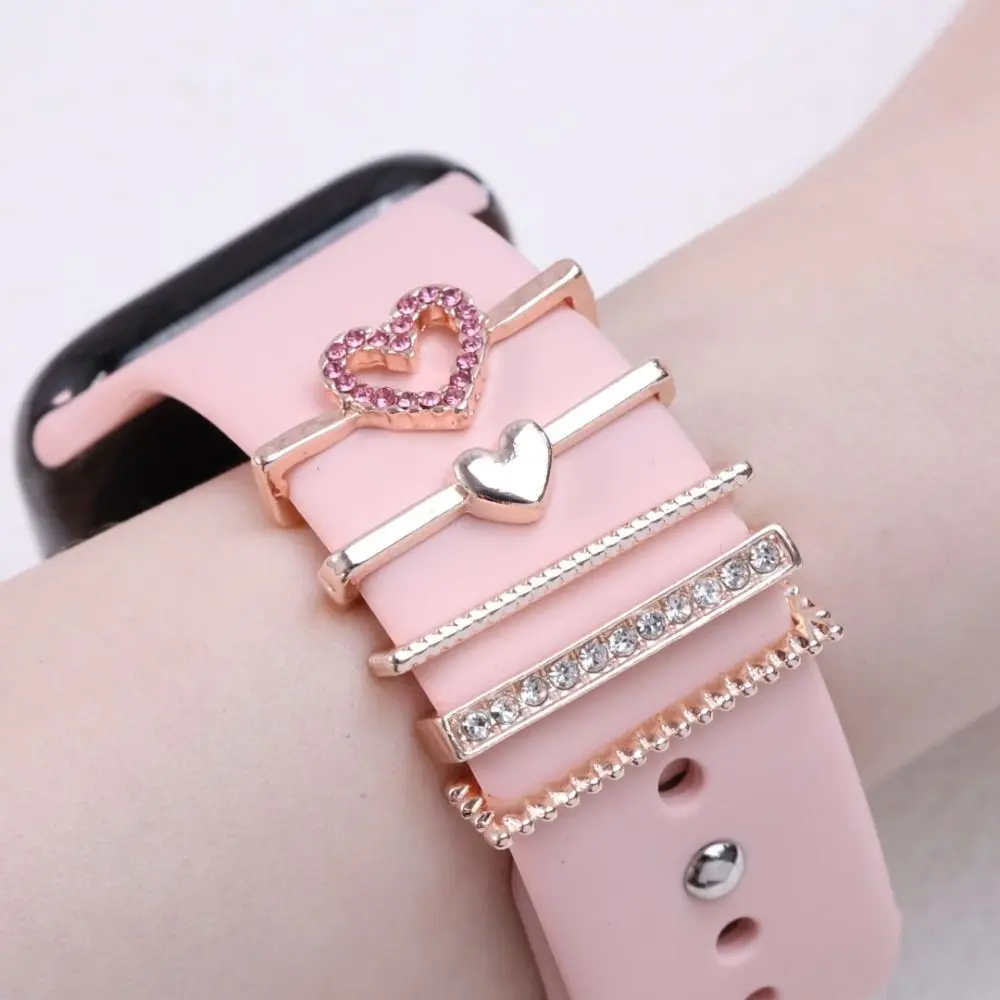 Metal Charms Watch Band Decoration Ring For Apple Diamond Ornament For iwatch Bracelet Silicone Strap Jewelry Accessories