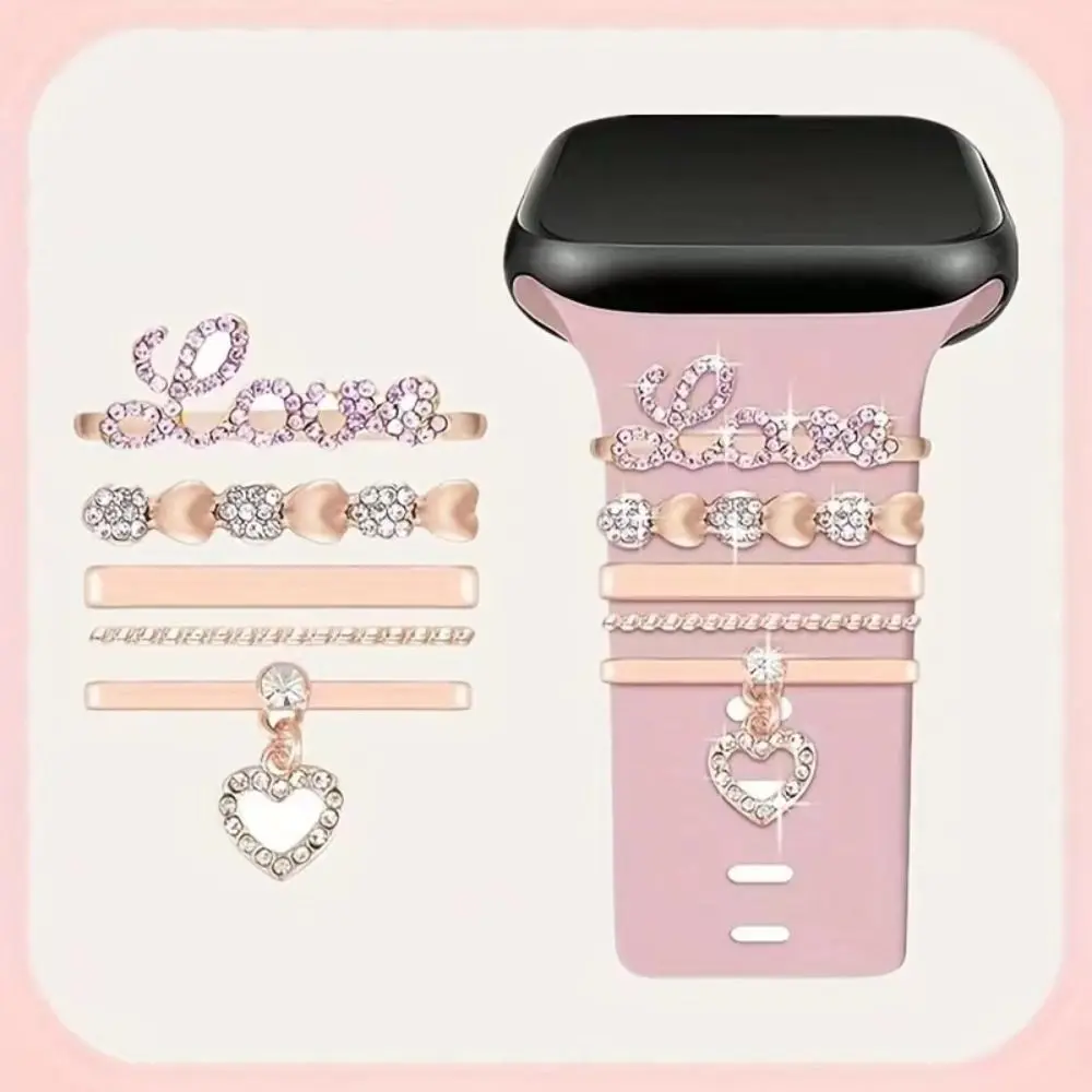 Metal Charms Watch Band Decoration Ring For Apple Diamond Ornament For iwatch Bracelet Silicone Strap Jewelry Accessories