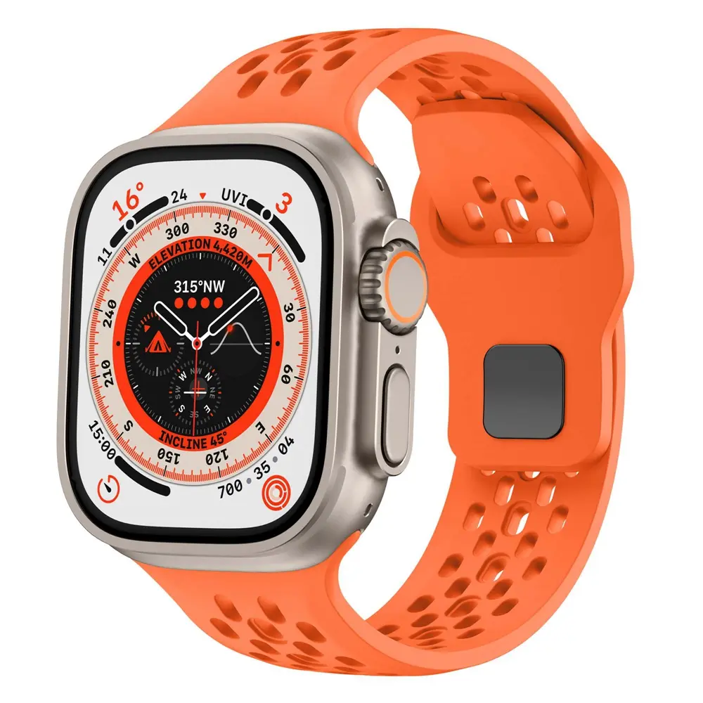 Silicone strap For iwatch series 9 8 7 6 5 4 3 SE Ultra 2 49mm Breathable Bracelet for Apple Watch 44mm 45mm 40mm 41mm 42mm 38mm