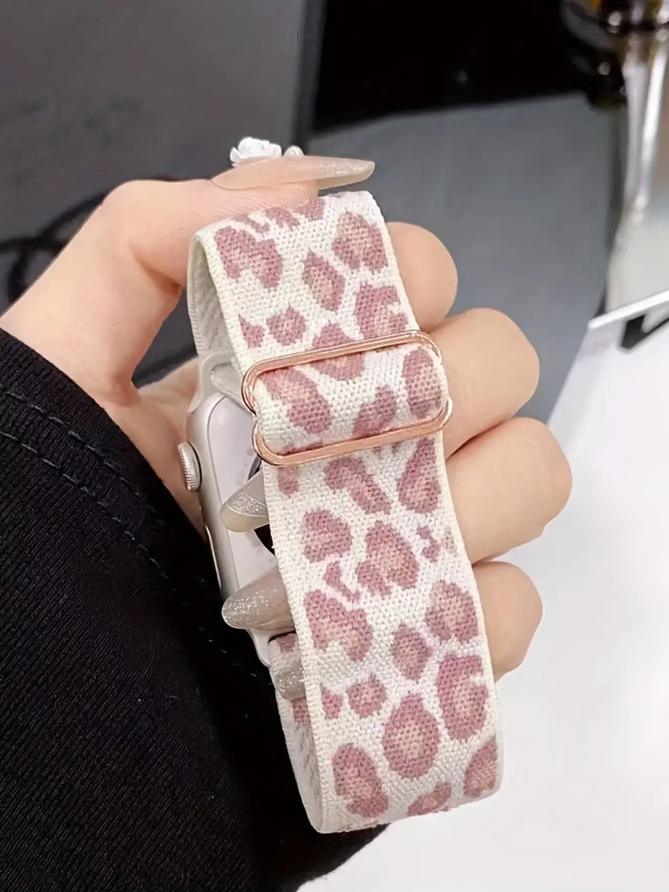 Fashion Leopard Nylon Compatible Adjustable Strap For Apple iWatch Series 7 6 5 4 3 SE 42mm 46mm 49 45 44 42 41 40 38 Ultra S10