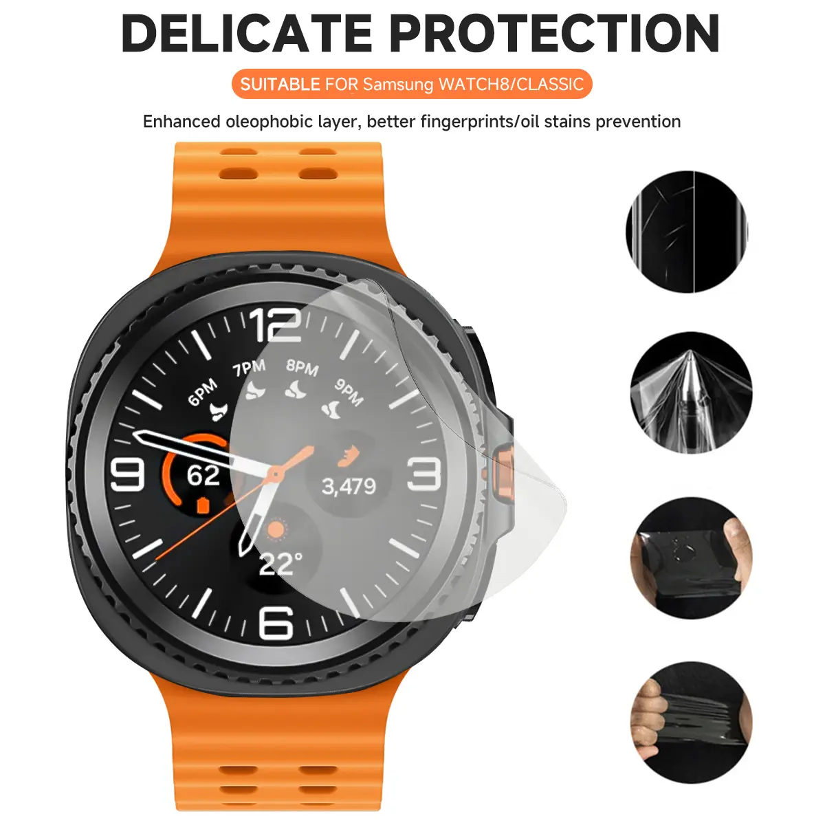 hydrogel film for Samsung galaxy watch 8/8 classic screen protector anti-scratch for galaxy watch 8 40 44 smartwatch accessories